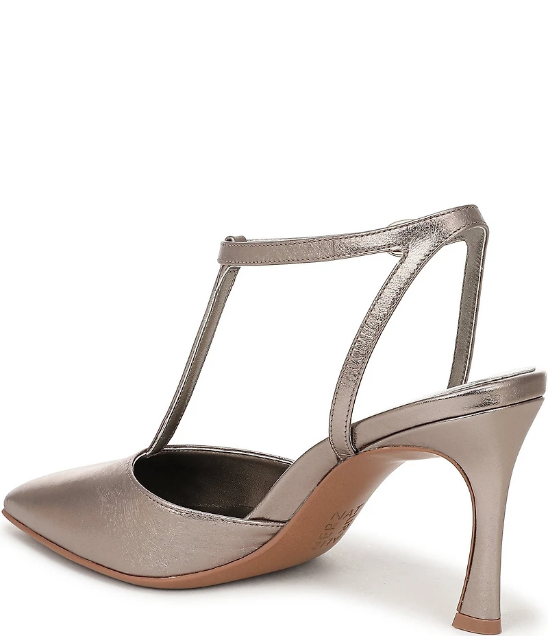 Naturalizer Astrid Leather Pointed Toe T-Strap Dress Pumps