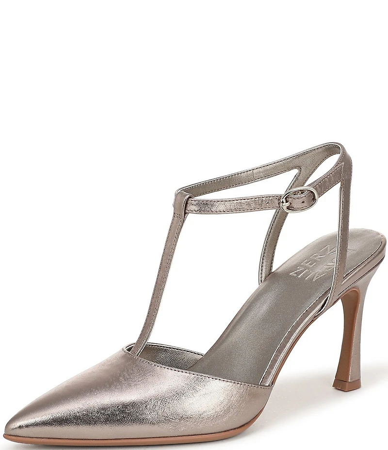 Naturalizer Astrid Leather Pointed Toe T-Strap Dress Pumps