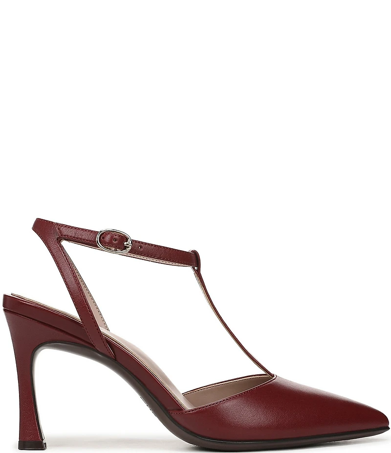 Naturalizer Astrid Leather Pointed Toe T-Strap Dress Pumps