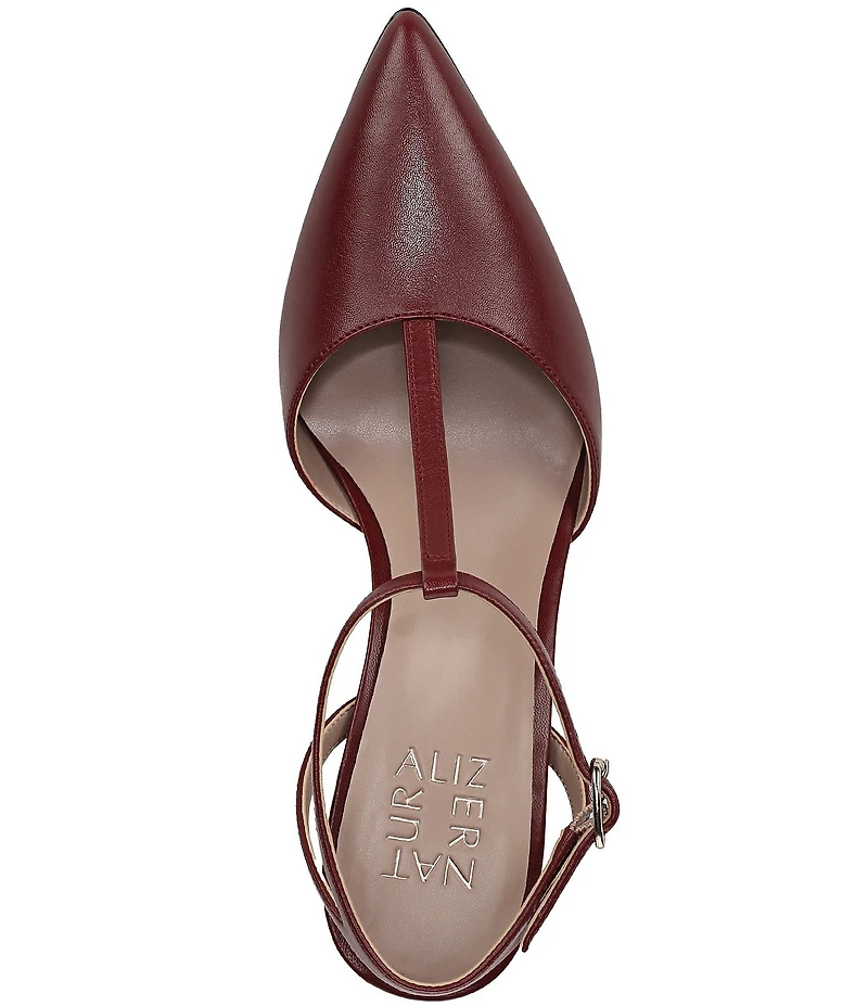 Naturalizer Astrid Leather Pointed Toe T-Strap Dress Pumps