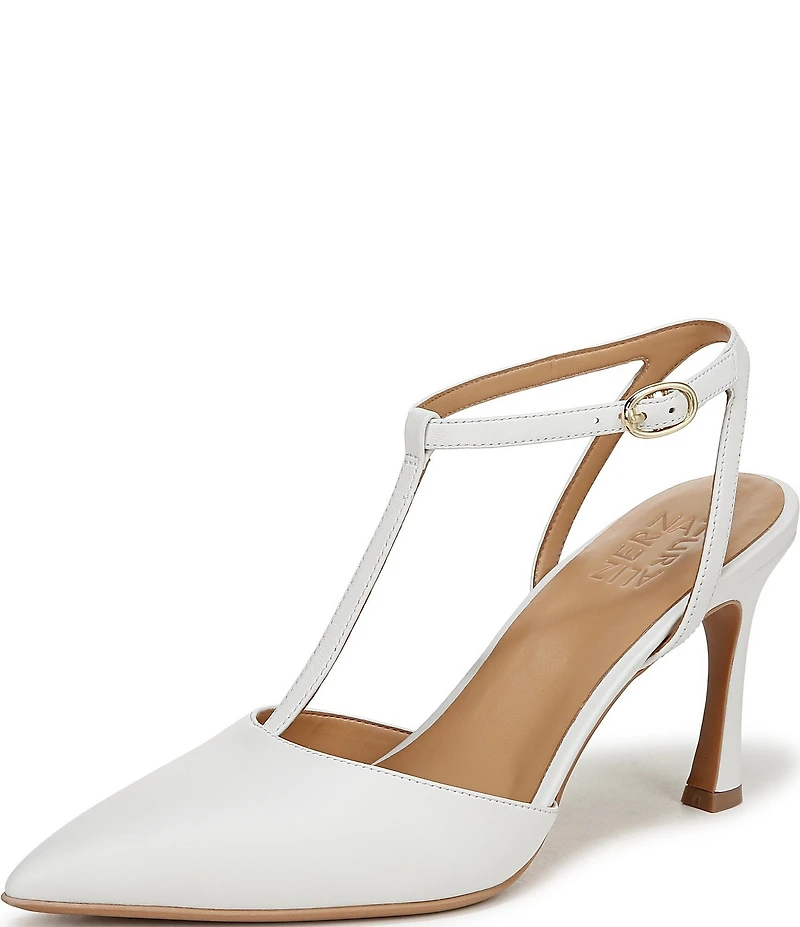 Naturalizer Astrid Leather Pointed Toe T-Strap Dress Pumps