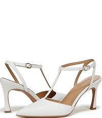 Naturalizer Astrid Leather Pointed Toe T-Strap Dress Pumps