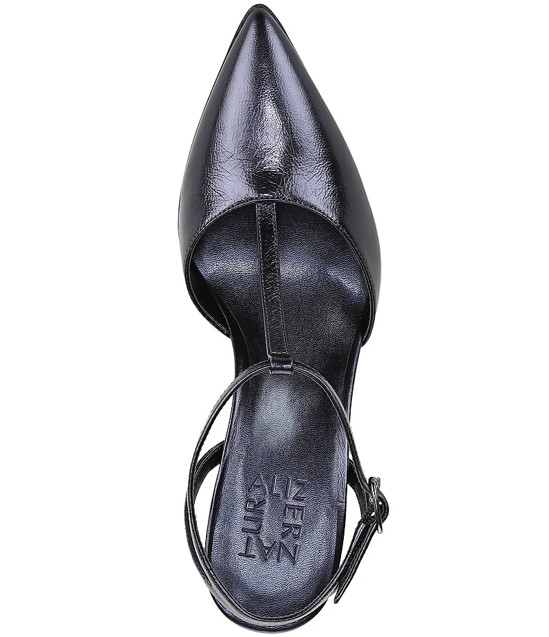 Naturalizer Astrid Leather Pointed Toe T-Strap Dress Pumps