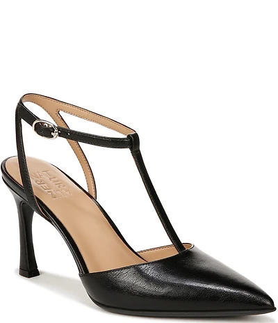 Naturalizer Astrid Leather Pointed Toe T-Strap Dress Pumps