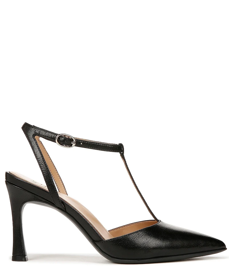 Naturalizer Astrid Leather Pointed Toe T-Strap Dress Pumps