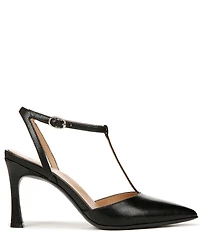 Naturalizer Astrid Leather Pointed Toe T-Strap Dress Pumps