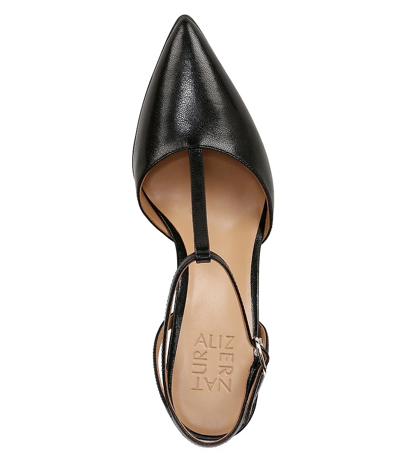 Naturalizer Astrid Leather Pointed Toe T-Strap Dress Pumps