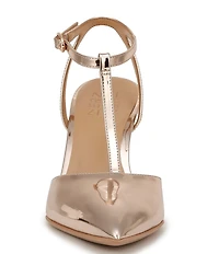 Naturalizer Astrid Patent Metallic Mirror Pointed Toe T-Strap Dress Pumps