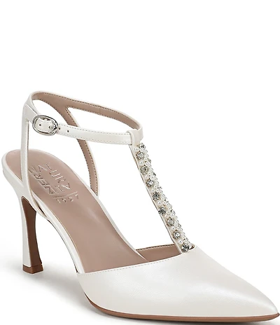 Naturalizer Astrid Pearl and Rhinestone Pointed Toe T-Strap Dress Pumps