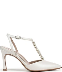 Naturalizer Astrid Pearl and Rhinestone Pointed Toe T-Strap Dress Pumps
