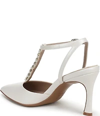 Naturalizer Astrid Pearl and Rhinestone Pointed Toe T-Strap Dress Pumps