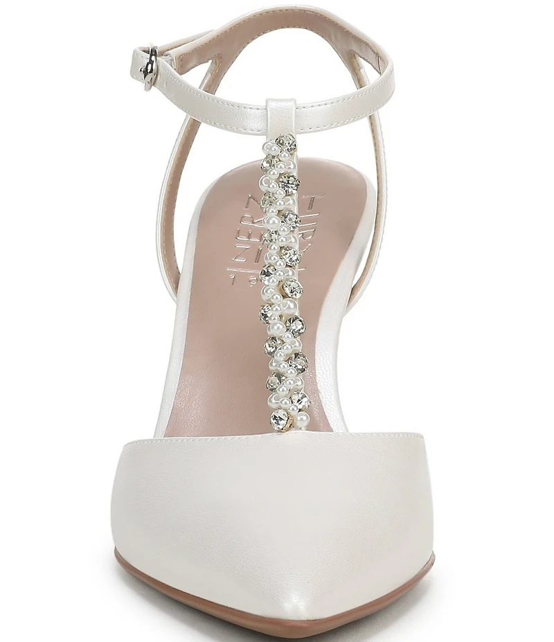 Naturalizer Astrid Pearl and Rhinestone Pointed Toe T-Strap Dress Pumps