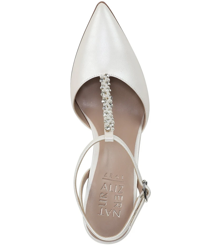 Naturalizer Astrid Pearl and Rhinestone Pointed Toe T-Strap Dress Pumps