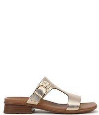 Naturalizer Beach Leather T-Strap Slide Sandals