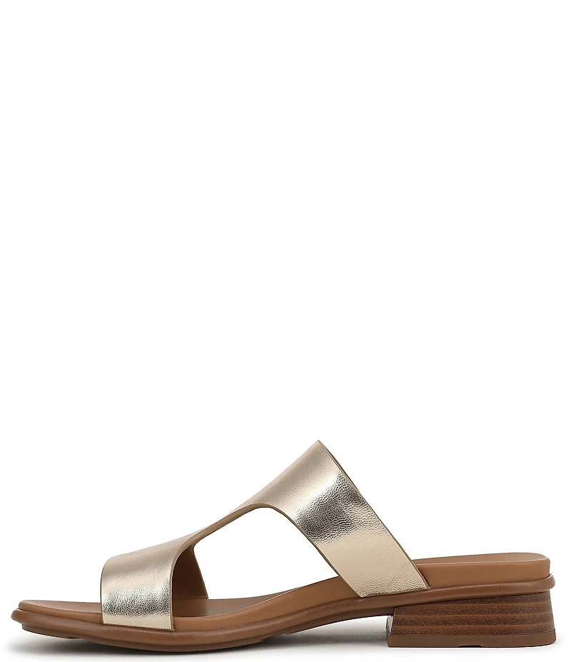 Naturalizer Beach Leather T-Strap Slide Sandals