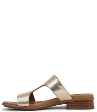 Naturalizer Beach Leather T-Strap Slide Sandals