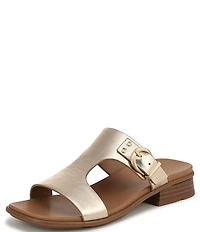 Naturalizer Beach Leather T-Strap Slide Sandals