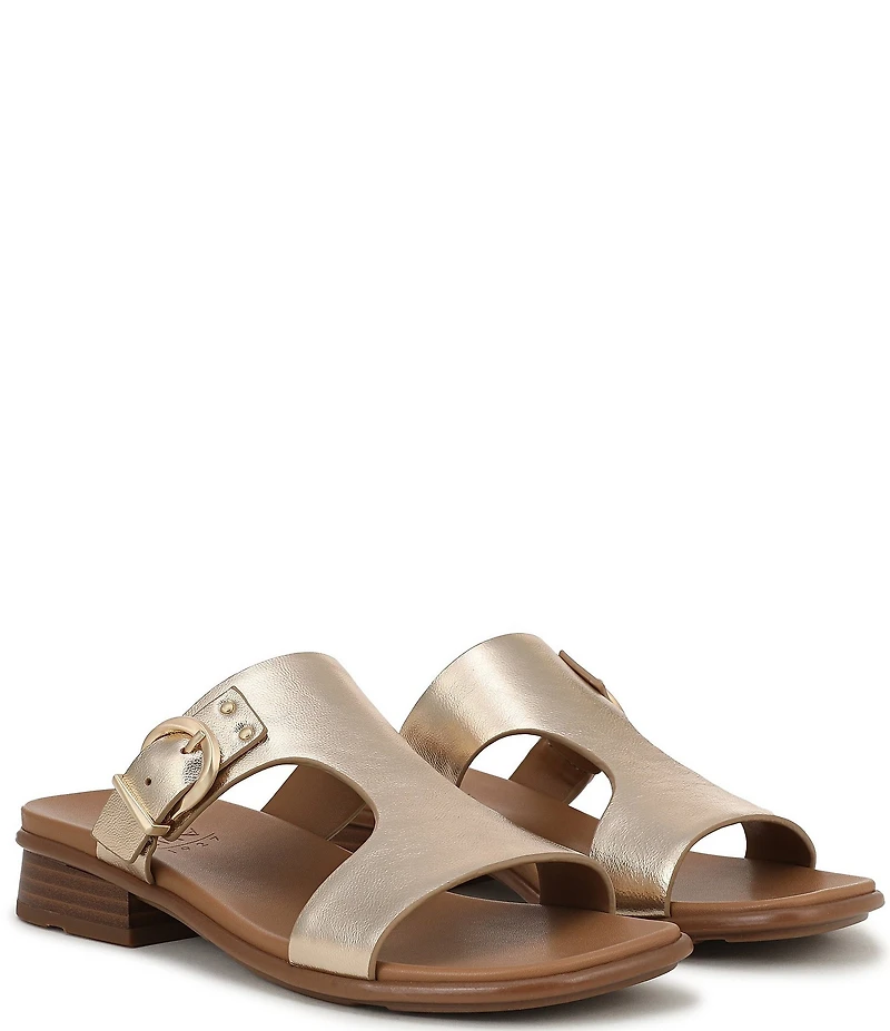 Naturalizer Beach Leather T-Strap Slide Sandals
