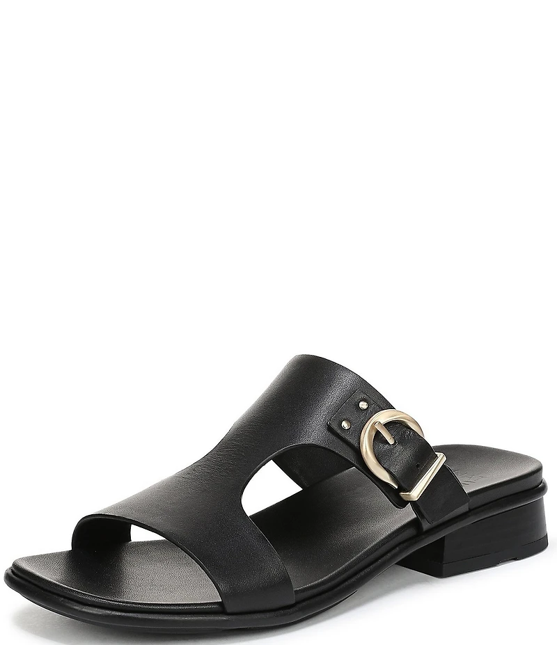 Naturalizer Beach Leather T-Strap Slide Sandals