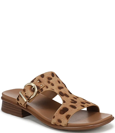 Naturalizer Beach Leopard Print Buckle Hardware T-Strap Sandals
