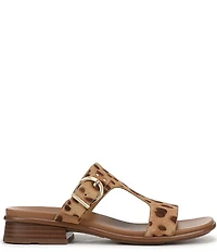 Naturalizer Beach Leopard Print Buckle Hardware T-Strap Sandals