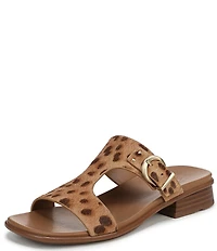 Naturalizer Beach Leopard Print Buckle Hardware T-Strap Sandals