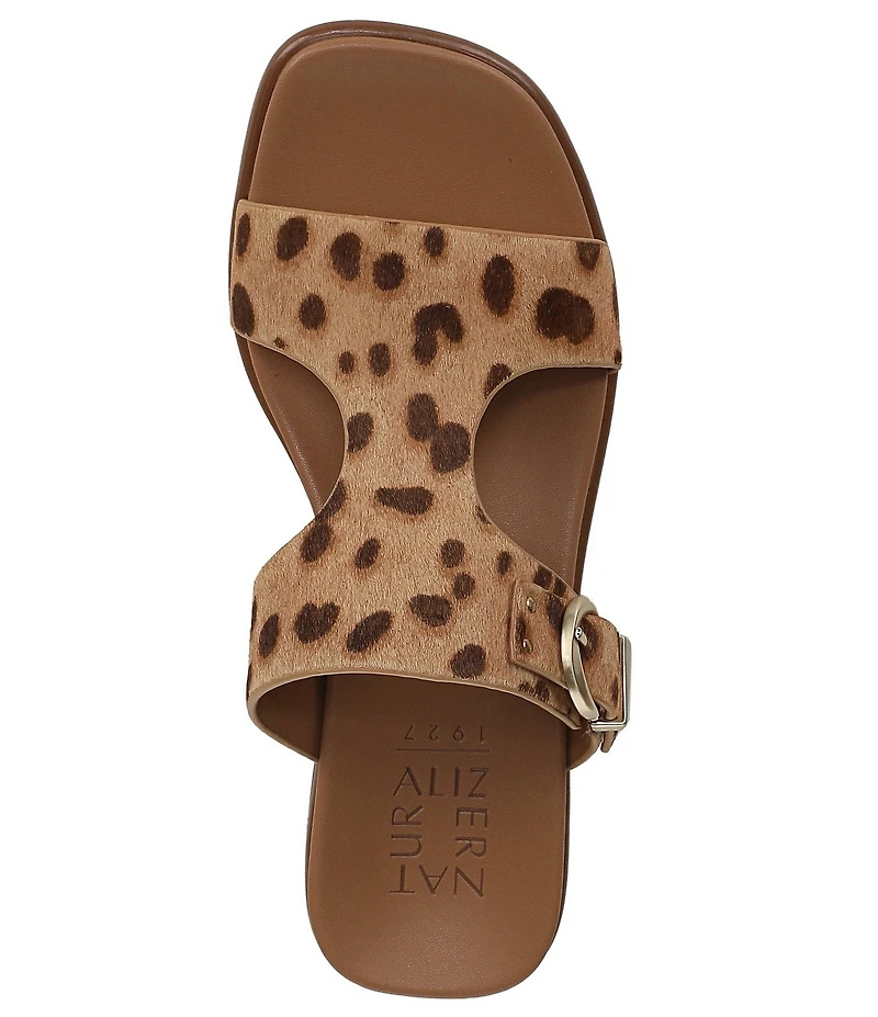 Naturalizer Beach Leopard Print Buckle Hardware T-Strap Sandals