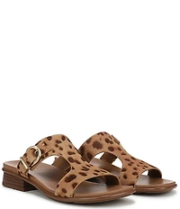 Naturalizer Beach Leopard Print Buckle Hardware T-Strap Sandals