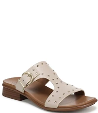 Naturalizer Beach Studded Leather T-Strap Slide Sandals
