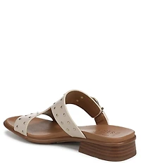 Naturalizer Beach Studded Leather T-Strap Slide Sandals