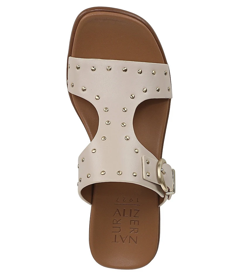 Naturalizer Beach Studded Leather T-Strap Slide Sandals
