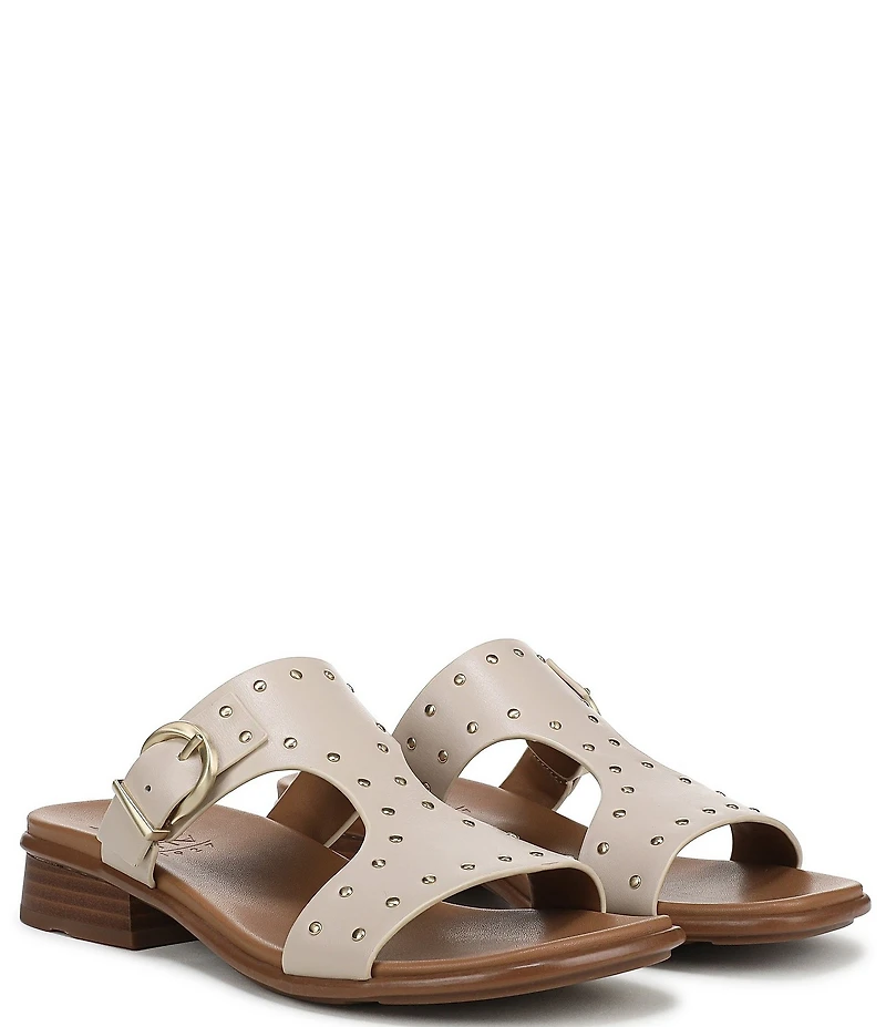Naturalizer Beach Studded Leather T-Strap Slide Sandals