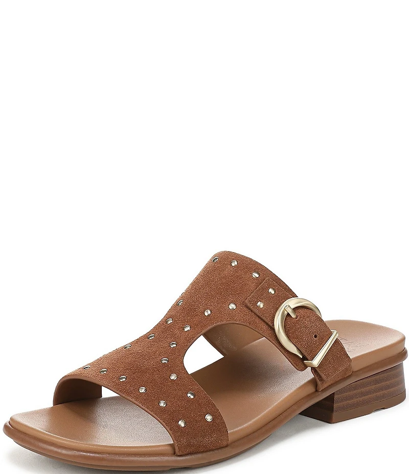 Naturalizer Beach Studded Suede T-Strap Slide Sandals