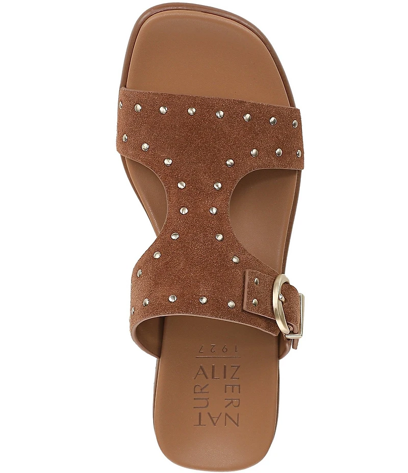 Naturalizer Beach Studded Suede T-Strap Slide Sandals