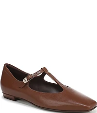 Naturalizer Bella Leather Square Toe T-Strap Mary Jane Flats