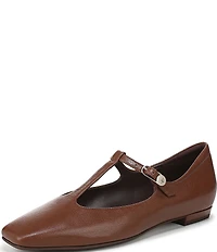 Naturalizer Bella Leather Square Toe T-Strap Mary Jane Flats