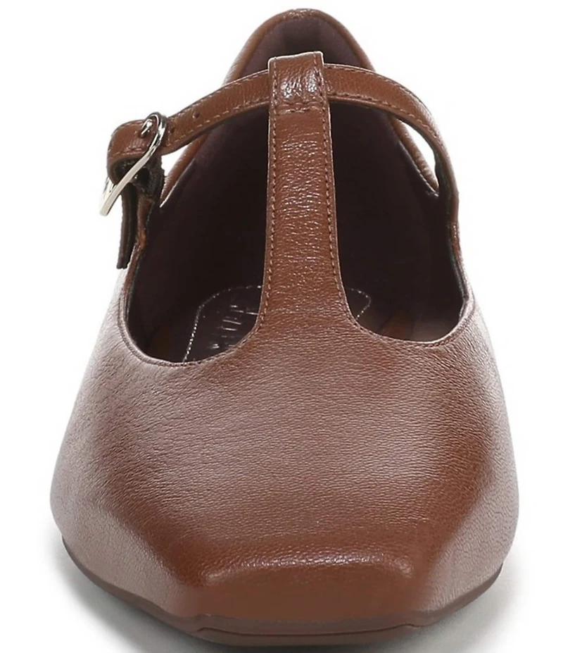 Naturalizer Bella Leather Square Toe T-Strap Mary Jane Flats