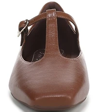 Naturalizer Bella Leather Square Toe T-Strap Mary Jane Flats