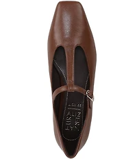 Naturalizer Bella Leather Square Toe T-Strap Mary Jane Flats