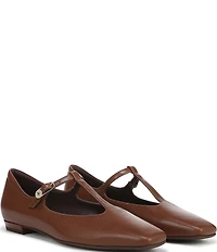 Naturalizer Bella Leather Square Toe T-Strap Mary Jane Flats