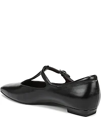Naturalizer Bella Leather Square Toe T-Strap Mary Jane Flats