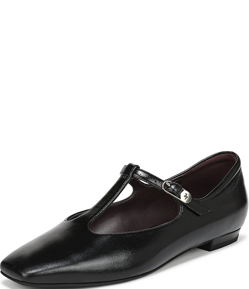 Naturalizer Bella Leather Square Toe T-Strap Mary Jane Flats