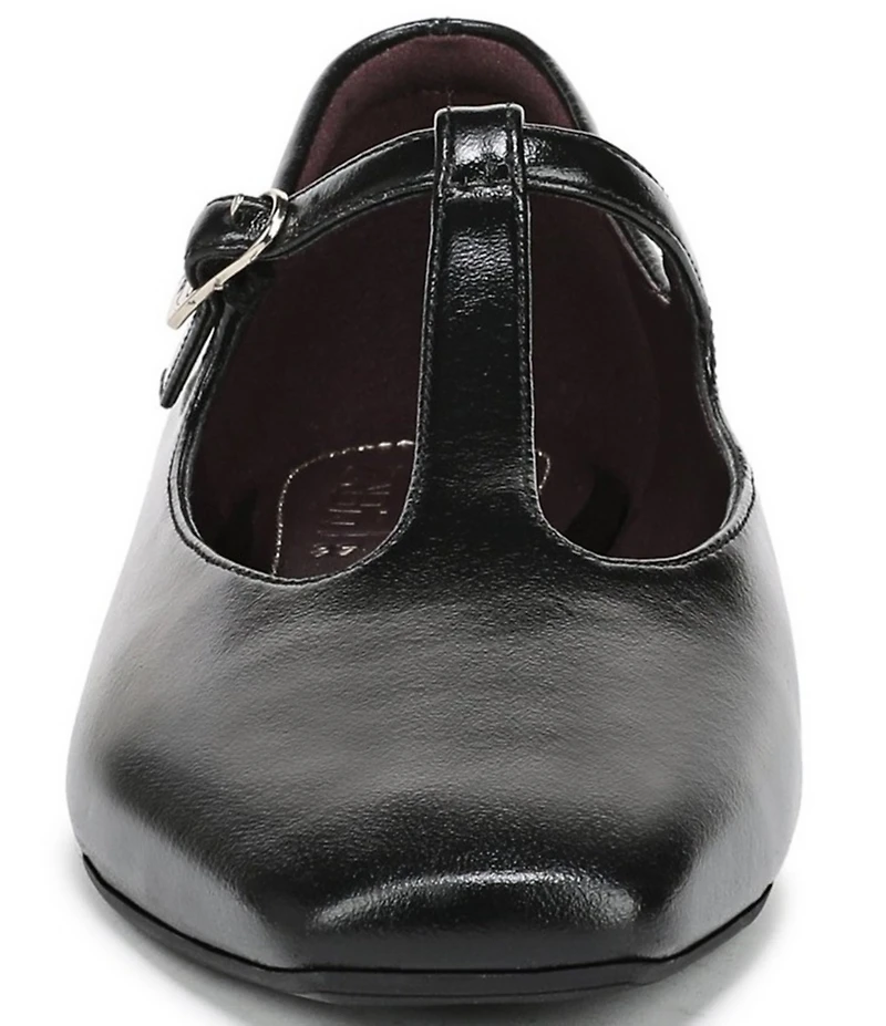 Naturalizer Bella Leather Square Toe T-Strap Mary Jane Flats