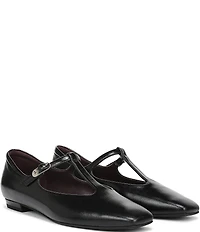 Naturalizer Bella Leather Square Toe T-Strap Mary Jane Flats