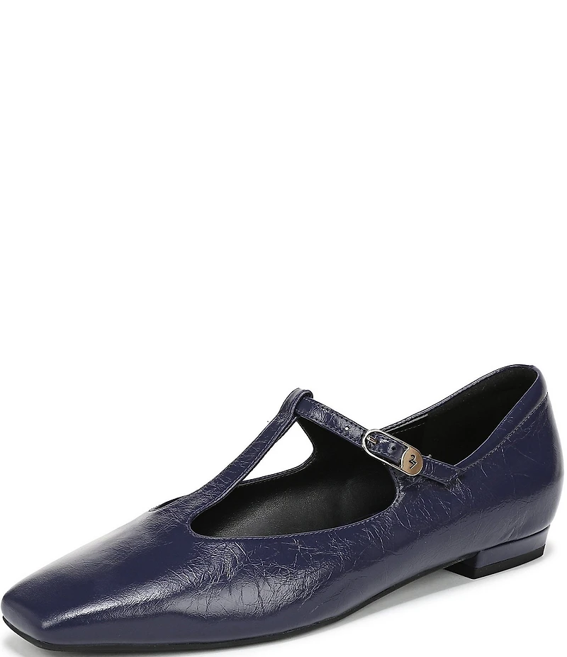 Naturalizer Bella Leather Square Toe T-Strap Mary Jane Flats