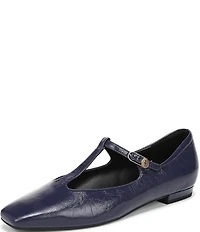 Naturalizer Bella Leather Square Toe T-Strap Mary Jane Flats