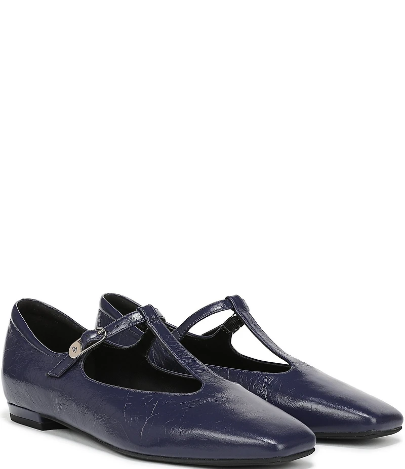 Naturalizer Bella Leather Square Toe T-Strap Mary Jane Flats