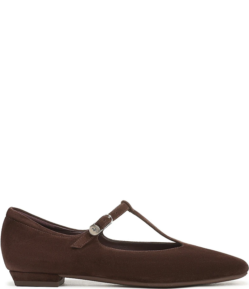 Naturalizer Bella Suede Square Toe T-Strap Mary Jane Flats