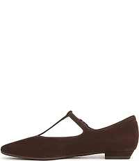 Naturalizer Bella Suede Square Toe T-Strap Mary Jane Flats