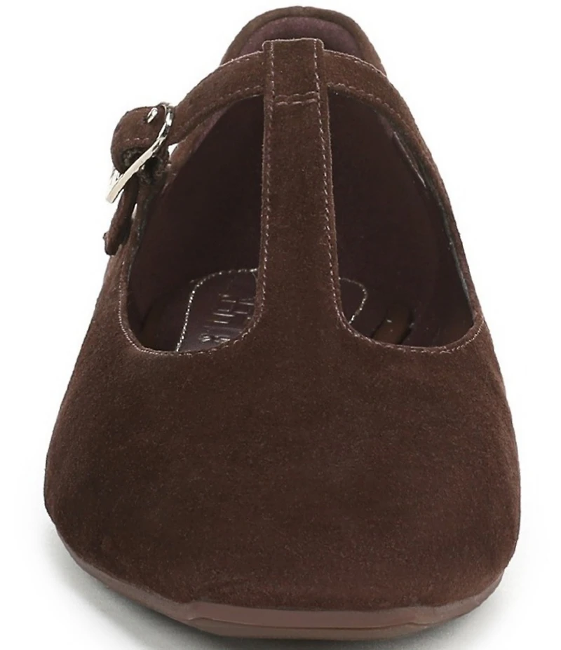 Naturalizer Bella Suede Square Toe T-Strap Mary Jane Flats